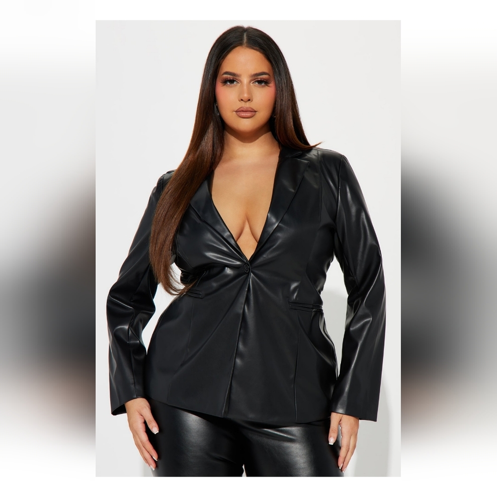 Cutout leather blazer